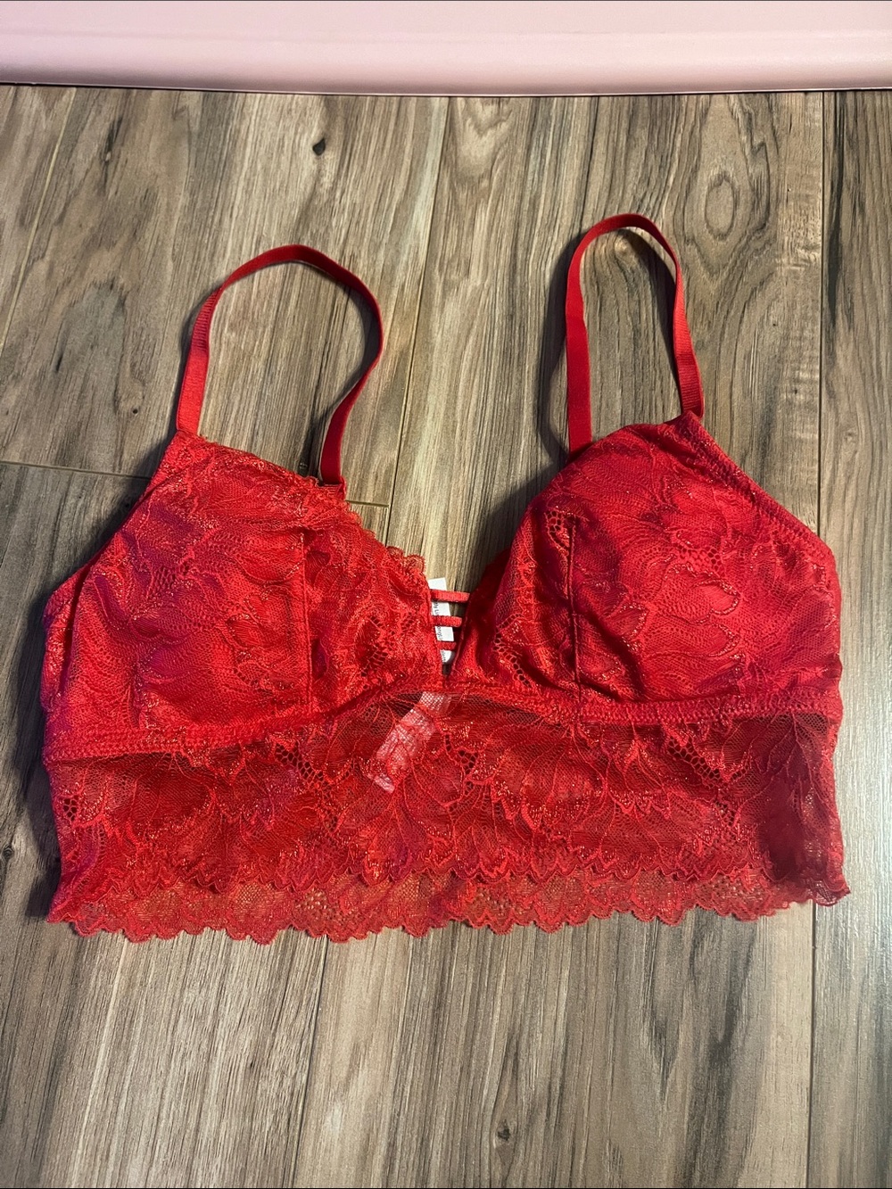 Auden Red Lace Longline Bralette